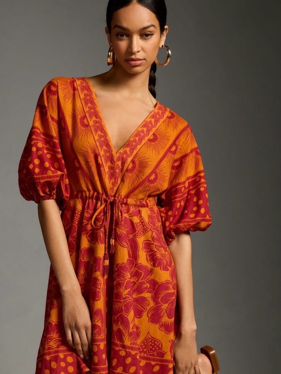 FARM Rio Dresses & Skirts - FARM Rio Anthropologie Orange Tunic Mini Dress Size S